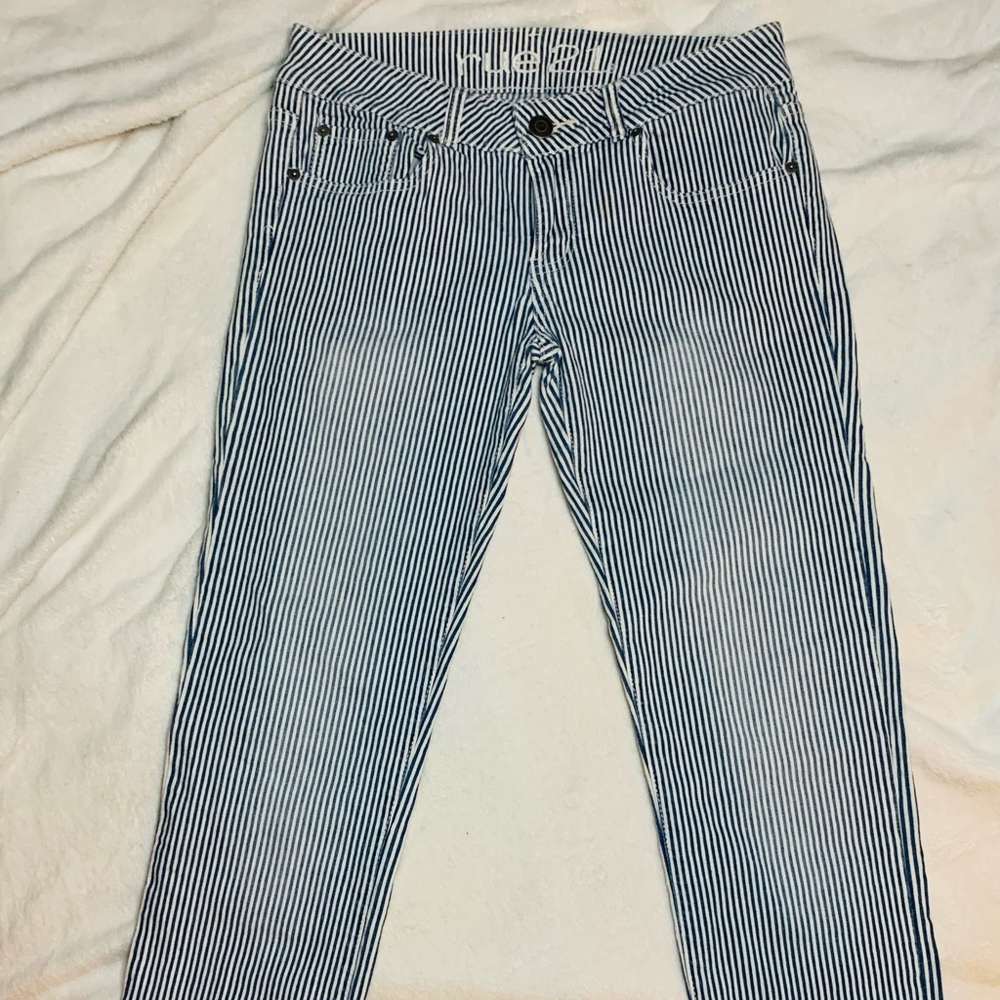 White striped jeans